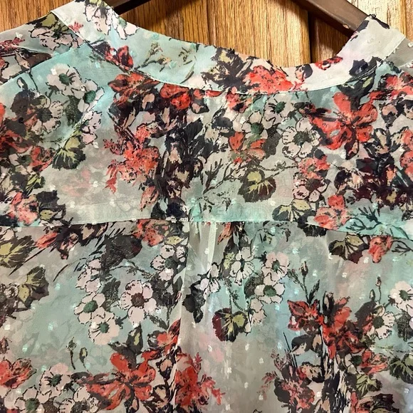 Kut From The Kloth Episkey Henley Chiffon Blouse Small - Picture 5 of 9